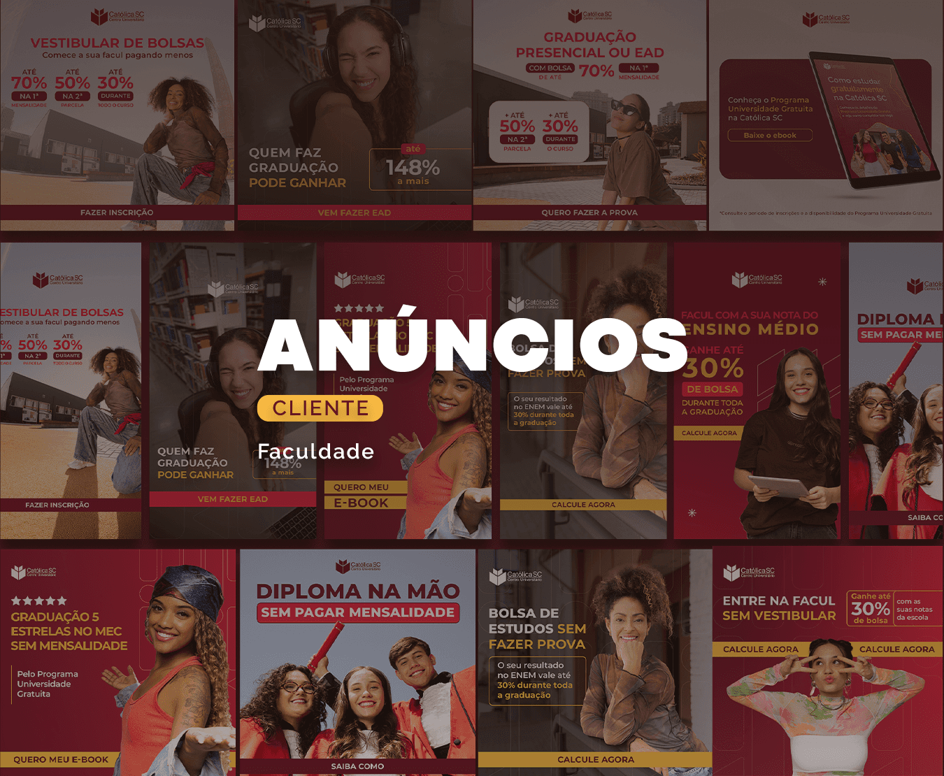 Peças digitais para Católica de Santa Catarina